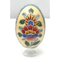 Gansen ei, met de hand geschilderd boeket bloemen in mand