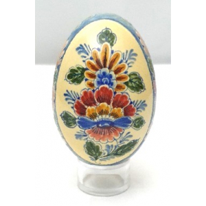 Gansen ei, met de hand geschilderd boeket bloemen in mand