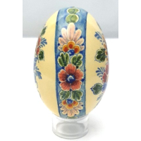 Gansen ei, met de hand geschilderd boeket bloemen in mand