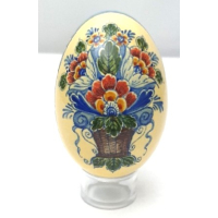 Gansen ei, met de hand geschilderd boeket bloemen in mand