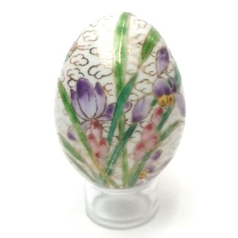 Cloisonné ei, wit met bloemen
