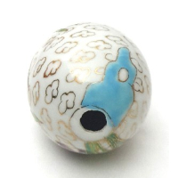 Cloisonné ei, wit met bloemen