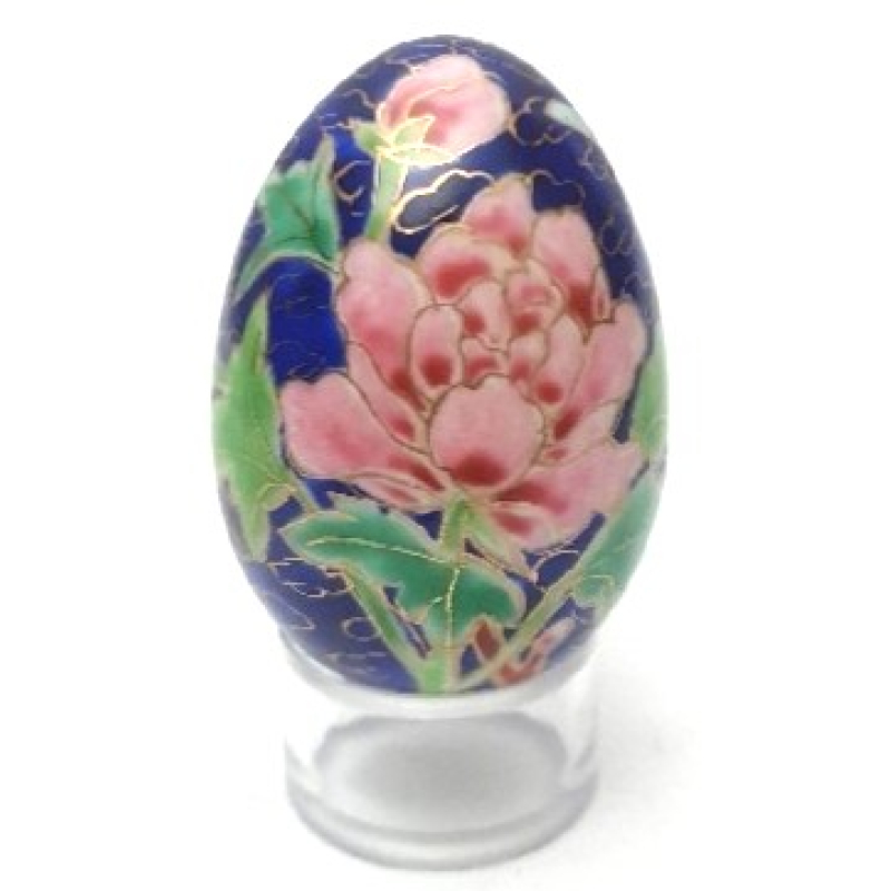 Cloisonné ei, wit met bloemen