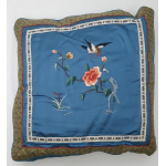 Chinese kussen met blauwe zijde