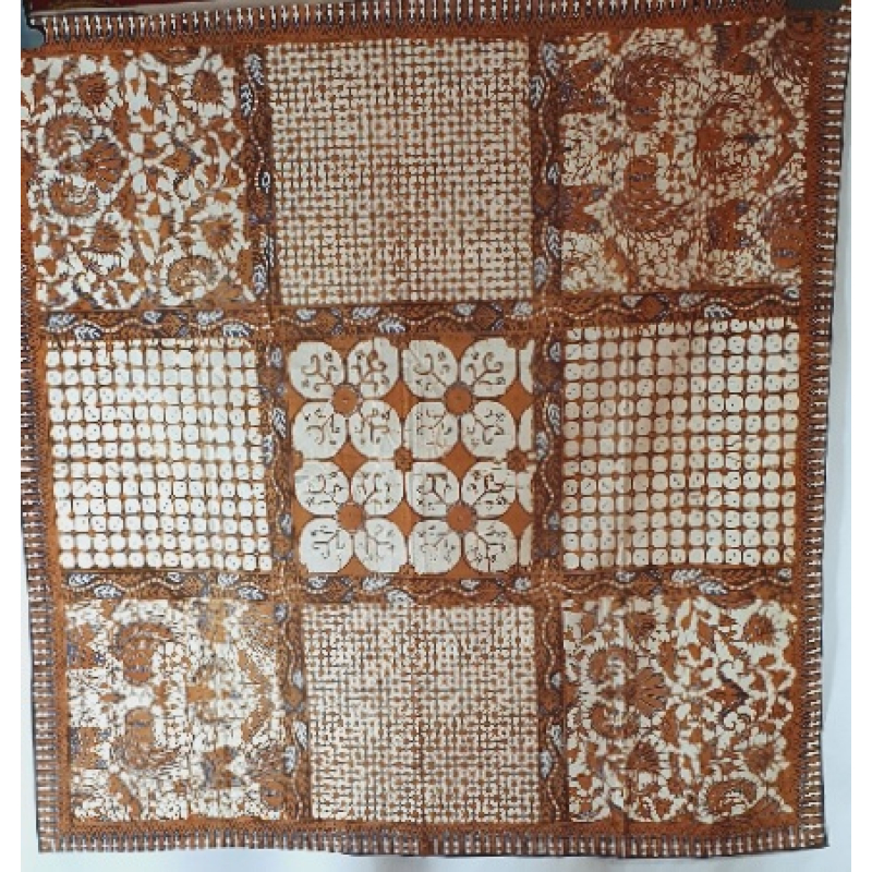 Batik doek, bruin, blauw en crème