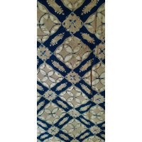 Batik doek, blauw, beige en crème