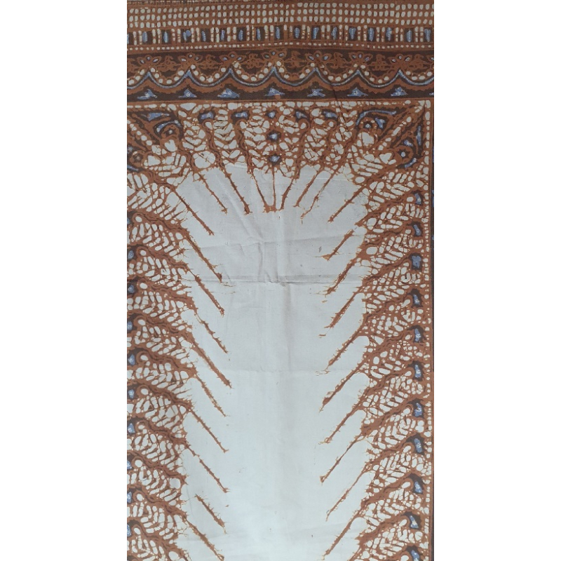 Batik doek, bruin, lichtblauw en crème