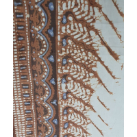 Batik doek, bruin, lichtblauw en crème