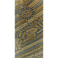 Batik doek, bruin, blauw en crème, vogels en vlinders