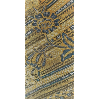 Batik doek, bruin, blauw en crème, vogels en vlinders