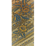 Batik doek, bruin, blauw en crème, vogels en vlinders