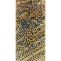 Batik doek, bruin, blauw en crème, vogels en vlinders