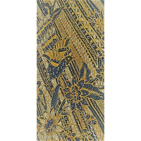 Batik doek, bruin, blauw en crème, vogels en vlinders