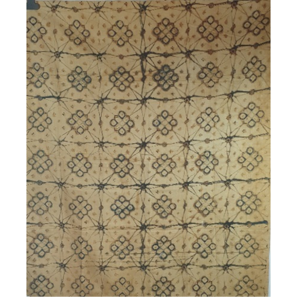 Batik doek, blauw en lichtbruin 