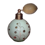 Art Deco Lichtgroene parfum verstuiver met puur bladgouden versieringen