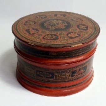 Aziatische lak doos met afbeelding dieren