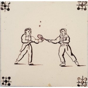 Oud Hollandse tegel 2 spelende kinderen