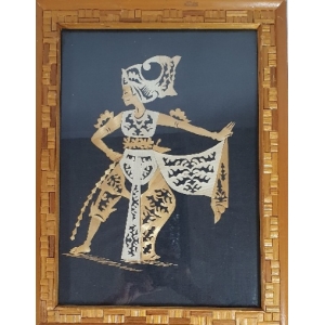 Indonesische bamboelijst met ingelegd Wayangfiguur