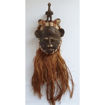 Afrikaans houten masker met haar