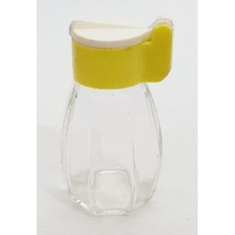 Vintage glazen zoutstrooier met kunststof dop