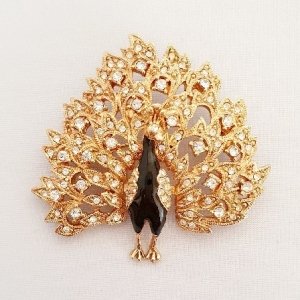 Broche pauw met strass